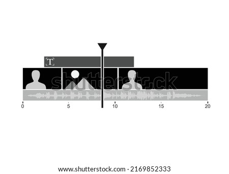 Timeline video editing software. timeline window display for editor and Post Production. Timeline Sequence editing footage.  App editing display