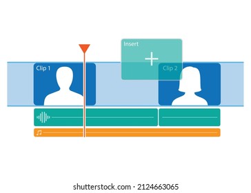 Video de la línea de tiempo Insertar edición. visualización de línea de tiempo para el editor y Post-producción. Material de edición de secuencia de tiempo.