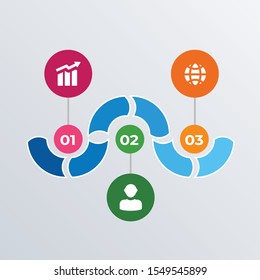 Timeline Visualized Numbers infographic template design. Business concept graph with 3 options, steps or processes. Vector visualization can be used for workflow layout, diagram, annual report, web