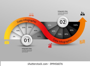 Timeline wave of the arrow. Business development stages. Vector paper infographics template for presentation