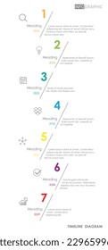 timeline weekly planner schedule project diagram Infographics template for business. 1 week 7 step modern Timeline schedule diagram with presentation vector timeline week infographics.	
