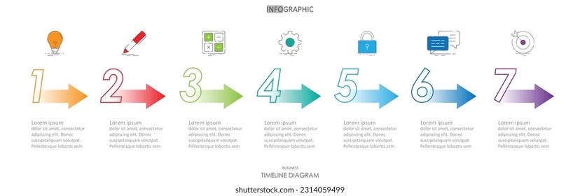 timeline weekly planner schedule project diagram Infographics template for business. 1 week 7 step modern Timeline schedule diagram with presentation vector timeline week infographics.