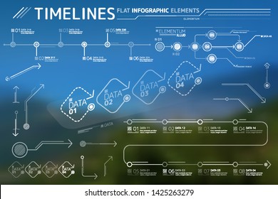 Timelines Flat Infographic Elements Collection