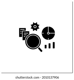 Timely analytics glyph icon. Displayed in real time reports and information, detailed analysis. Business automation concept.Filled flat sign. Isolated silhouette vector illustration