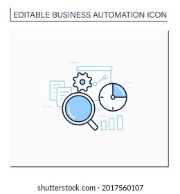 Timely analytics line icon. Displayed in real time reports and information, detailed analysis. Business automation concept.Isolated vector illustration.Editable stroke