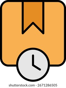 Icono de entrega oportuna: Paquete con reloj