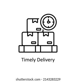 Timely Delivery vector outline icon for web isolated on white background EPS 10 file