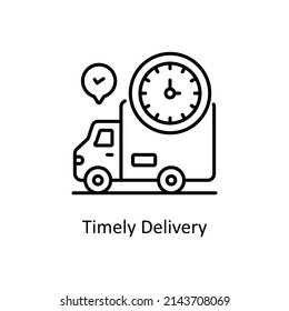 Timely Delivery vector outline icon for web isolated on white background EPS 10 file