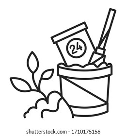 Timely Repotting black line icon. Transplanting plants at certain times. Pictogram for web page, mobile app, promo. UI UX GUI design element. Editable stroke