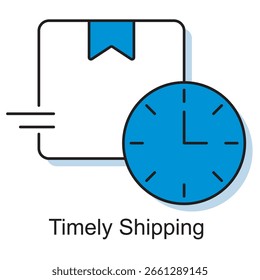 Icono de envío oportuno, entrega rápida y confiable, garantía de envío a tiempo, Vector