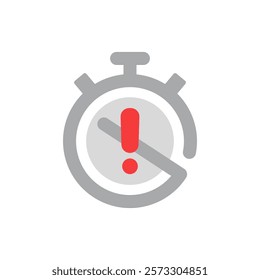 Timeout or period has ended concept illustration flat design. Illustration of time limit icon with stern warning "!" must not be violated. Graphic elements collection