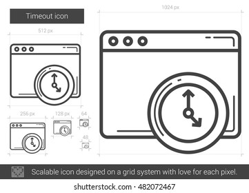 Timeout vector line icon isolated on white background. Timeout line icon for infographic, website or app. Scalable icon designed on a grid system.