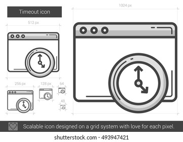 Timeout vector line icon isolated on white background. Timeout line icon for infographic, website or app. Scalable icon designed on a grid system.