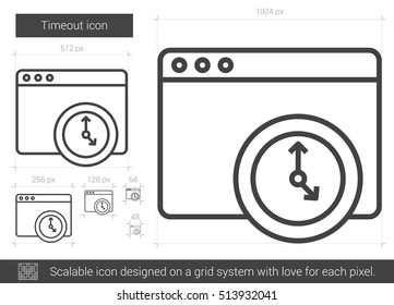 Timeout vector line icon isolated on white background. Timeout line icon for infographic, website or app. Scalable icon designed on a grid system.