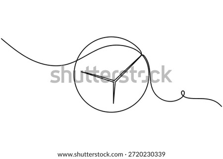 Timepiece clock icon sign continuous one line drawing on white background minimalist single art routine alert symbol outline vector illustration