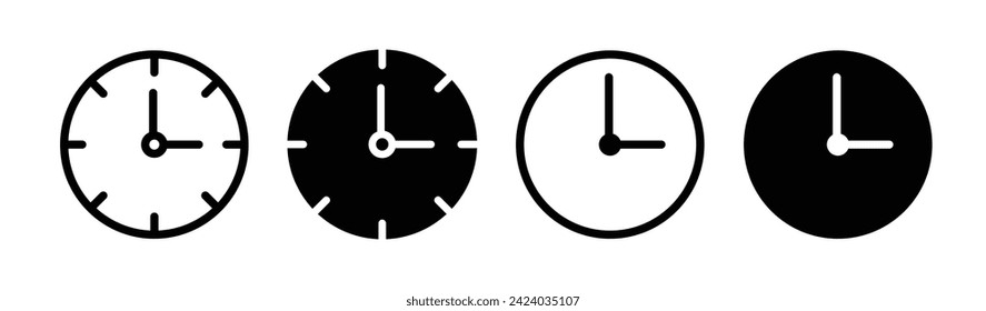Icono de la línea de tiempo. Icono de gestión de reloj en color blanco y negro.