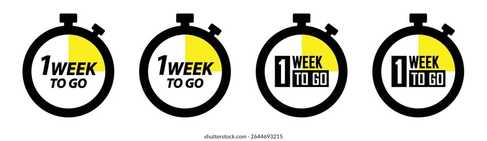 Timer 1 day, 1 week, 1 month, 1 year to go icon, Vector illustration