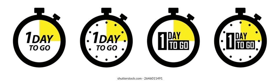 Timer 1 day, 1 week, 1 month, 1 year to go icon, Vector illustration