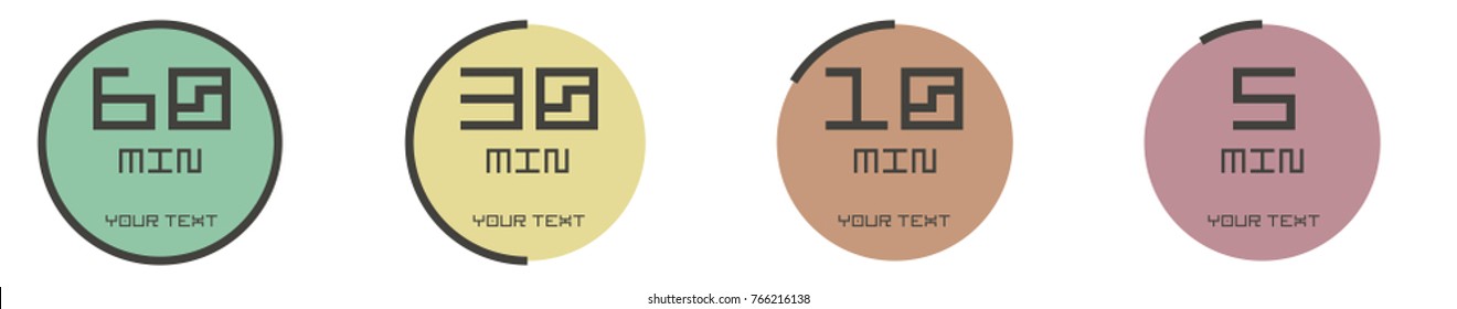 Timer for 1 hour, 60 minutes, 30 minutes, 10 minutes and 5 minutes