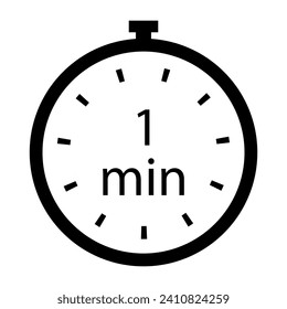 Timer 1 min line icon. Time, stopwatch, alarm clock, clock, run, second, speed, hour, minute, record, sport, cooking. Vector icon for business and advertising