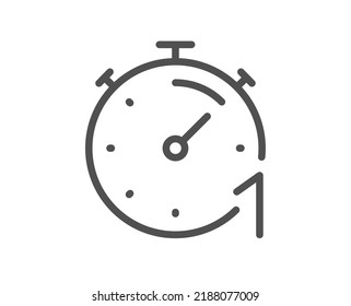 Timer 1 minute line icon. Stopwatch time sign. Countdown clock symbol. Quality design element. Linear style timer icon. Editable stroke. Vector