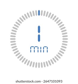 Timer 1 minute. Stopwatch isolated set icons. Countdown timer symbol icon set. vector illustration.