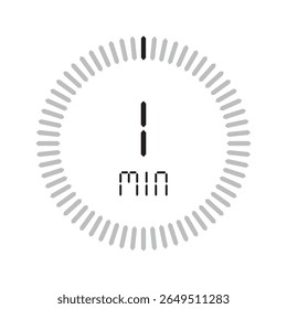 Timer 1 minute. Stopwatch isolated set icons. Countdown timer symbol icon set. vector illustration.