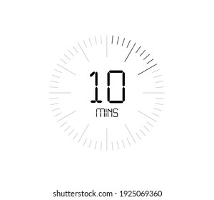 Timer 10 mins icon, 10 minutes digital timer