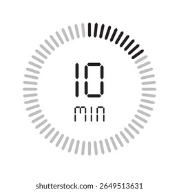 Temporizador de 10 minutos. Ícones de conjunto isolados de cronômetro. Contagem regressiva ícone do símbolo do temporizador definido. ilustração vetorial.