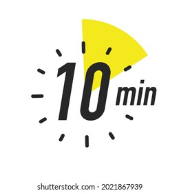 Timer 10 minutes symbol color style isolated on white background. Clock, stopwatch, cooking time label. Vector 10 eps
