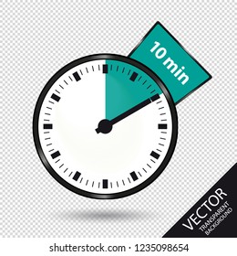 Timer 10 Minutes - Vector Illustration - Isolated On Transparent Background