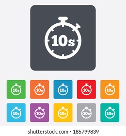 Timer 10 seconds sign icon. Stopwatch symbol. Rounded squares 11 buttons. Vector