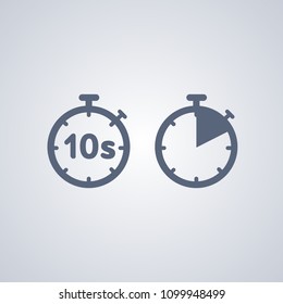 Timer 10 Seconds , Vector Best Flat Icon On White Background , EPS 10