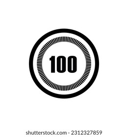 Timer 100 Minutes, seconds, Hours stopwatch vector icon. Stopwatch icon in flat style, 100 Minutes, seconds, Hours Countdown timer symbol icon on white background. Vector illustration.