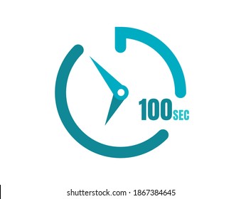 Timer 100 sec Simple icon design, 100 second timer clocks. 100 sec stopwatch icons