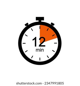 Timer 12 min icon, 12 minutes digital timer.