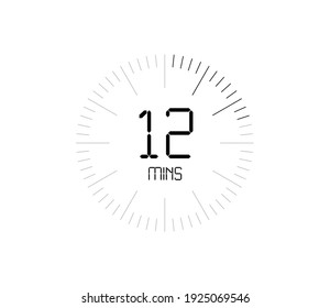 Timer 12 Minuten Symbol, 12 Minuten digitaler Timer