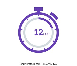 Timer 12 sec icon, 12 seconds digital timer. Clock and watch, timer, countdown