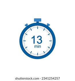 Timer 13 min icon, 13 minutes digital timer. Clock and watch, countdown.