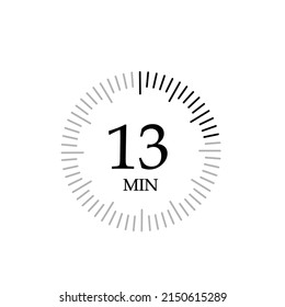 Timer 13 mins icon, 13 minutes digital timer.