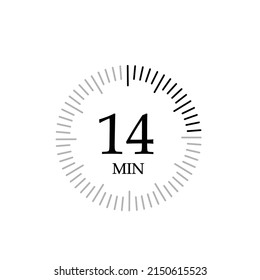 Timer 14 mins icon, 14 minutes digital timer.