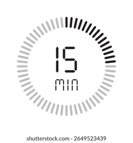 Timer 15 minute. Stopwatch isolated set icons. Countdown timer symbol icon set. vector illustration.