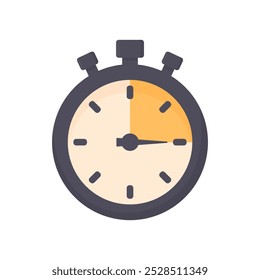 Timer 15 minutes in cartoon style on a white isolated background. Fast delivery symbol. Limited deadline. Time limit symbol. Express delivery of food, medicine, personal items, etc.