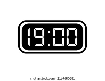 Timer 19 hours icon. 19 hours digital timer in background white.