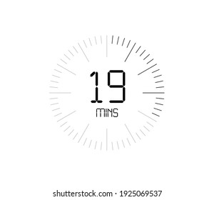 Timer 19 mins icon, 19 minutes digital timer