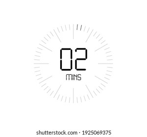 Icono de temporizador de 2 minutos, temporizador digital de 2 minutos