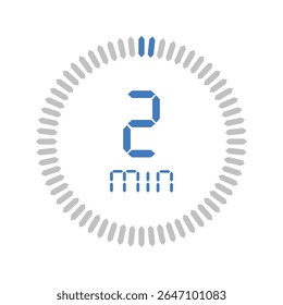 Timer 2 minute. Stopwatch isolated set icons. Countdown timer symbol icon set. vector illustration.