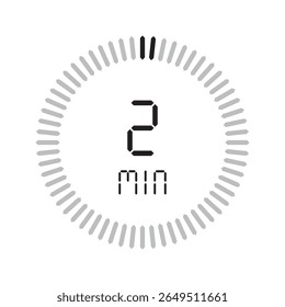 Timer 2 minute. Stopwatch isolated set icons. Countdown timer symbol icon set. vector illustration.