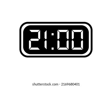 Timer 21 hours icon. 21 hours digital timer in background white.