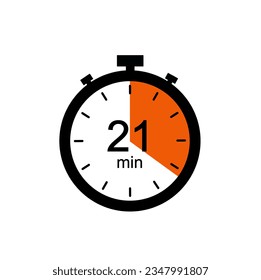 Timer 21 min icon, 21 minutes digital timer.
